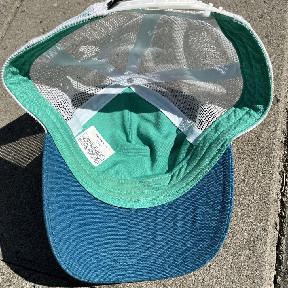 Patagonia Deconstructed Flying Fish Women's Trucker Hat, Green on Blue, Snapback